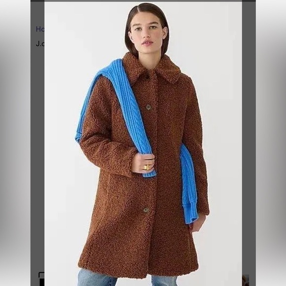 J. Crew long teddy coat faux fur sherpa persian lamb brown MP - Picture 10 of 12